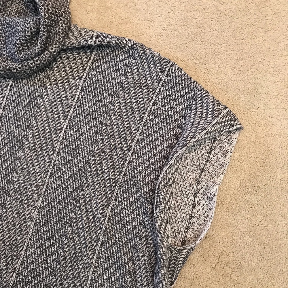 Eight Eight Eight Knit Poncho Sweater Womens Size 3X Cowl Neck Grey Cotton - Picture 5 of 7
